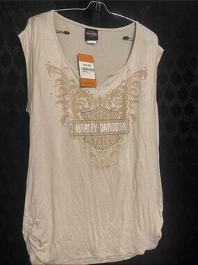 Harley-Davidson Women's Cream Tank with Rhinestone Shield